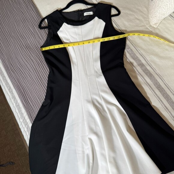 Calvin Klein Sleeveless Colorblock Dress – Black, Charcoal & Grey, Size 8P - Picture 4 of 9